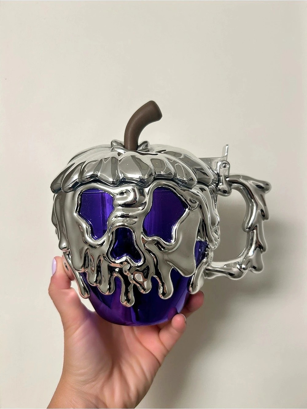 Disney Parks 100th Anniversary Purple & Chrome Snow White Poison Apple Mug Cup